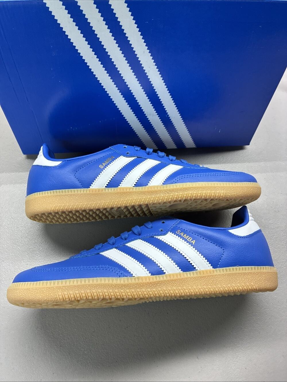 New Size 7 adidas Samba OG J With Box Blue White Gum JQ2854